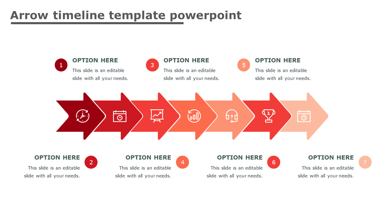 Arrow timeline template powerpoint-7-red